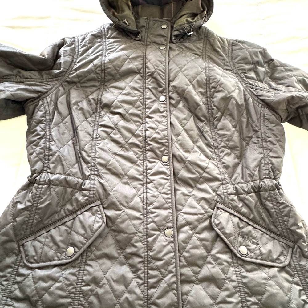 Barbour Women's Millfire Quilted Utility Jacket-Black with Detachable Hood US 14 - Picture 4 of 16